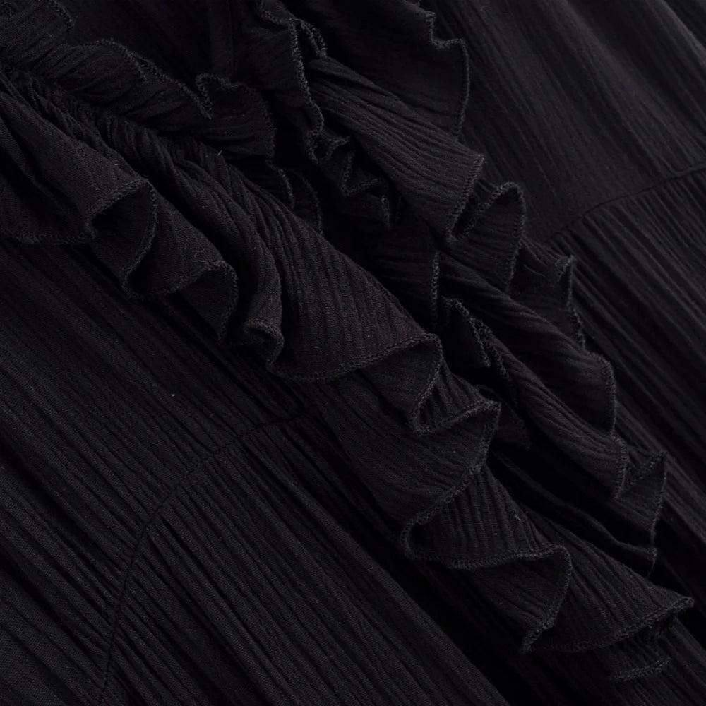 MQTIME  -  Summer New Arrivals Women's Retro Casual French Ruffle Sleeveless V-Neck Cake Skirt Fashion Mini Dress