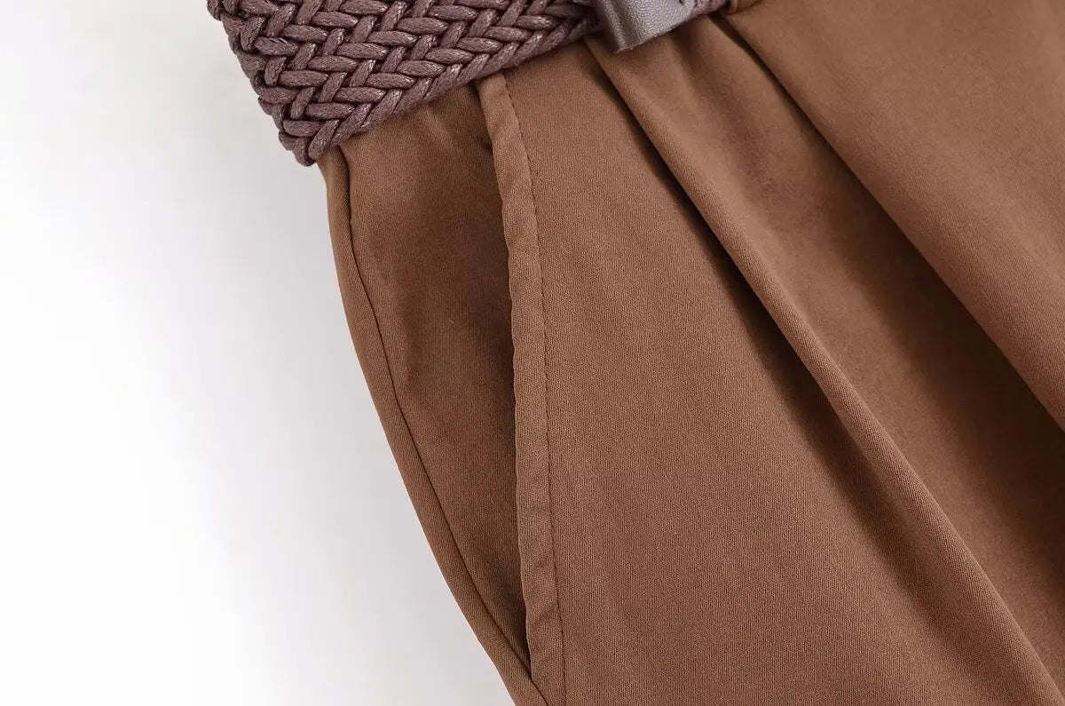 MQTIME  -  summer women's clothing casual versatile fashion with belt temperament loose mid-waist pleated casual shorts