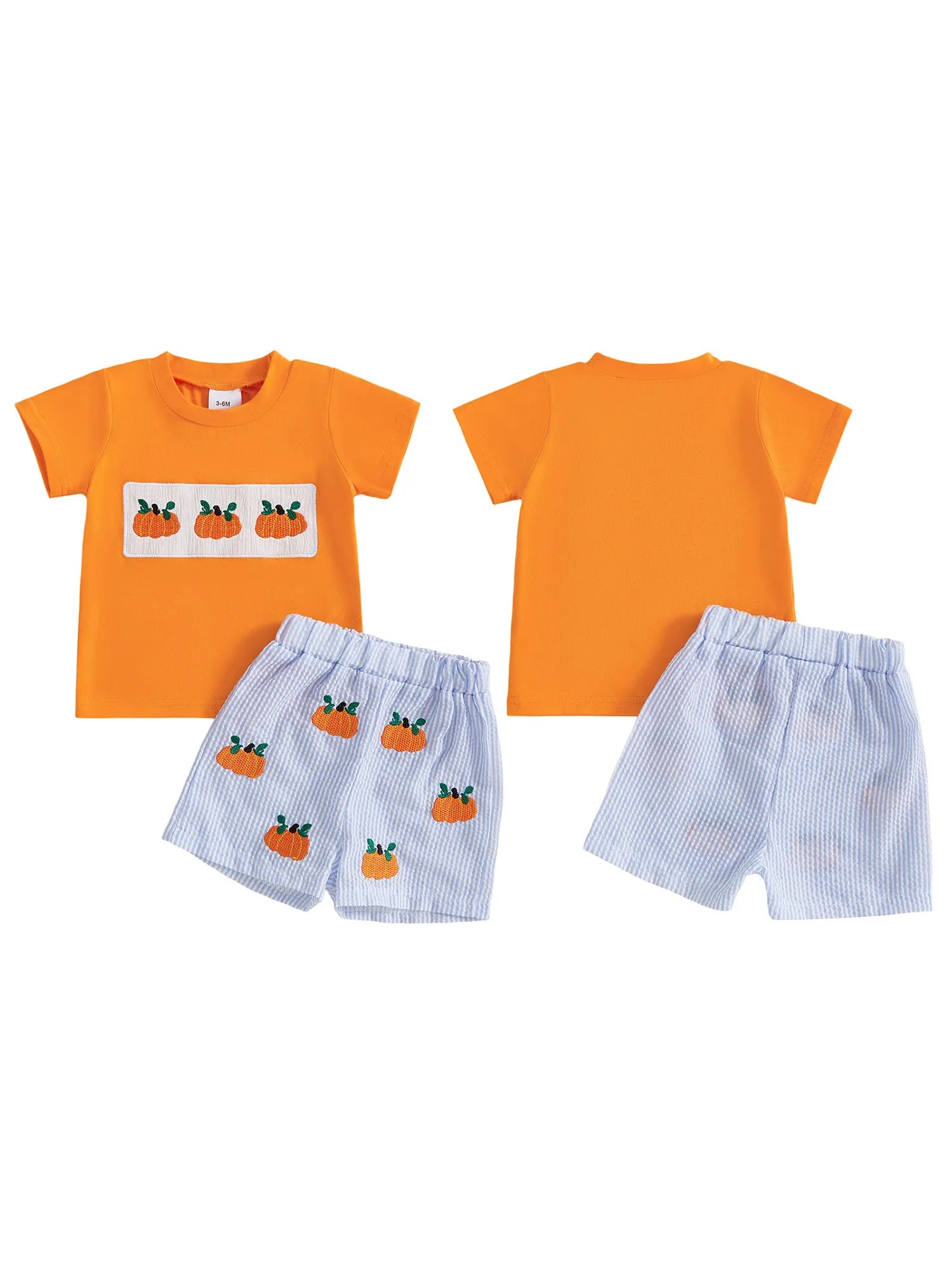 MQTIME  -  Infant Halloween Costume Ghost Printed Round Neck Long Sleeve Romper and Striped Pants 2 Pcs Set for Baby Boy