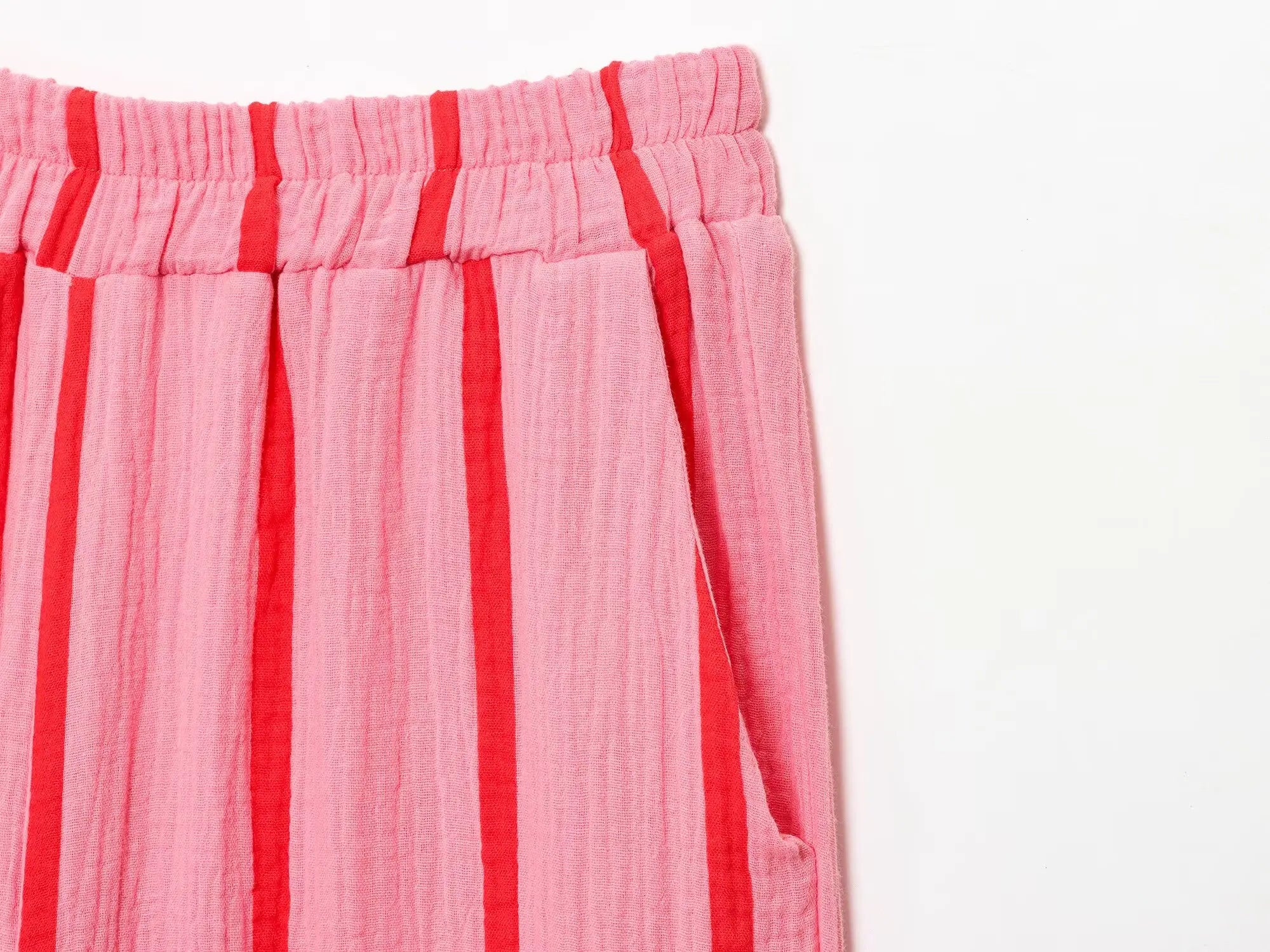 MQTIME  -  summer women's casual simple striped square collar long-sleeved shirt top + elastic waist wide-leg trousers