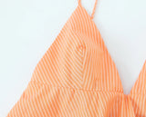 MQTIME  -  Summer Women Striped Mini Dresses Sleeveless Backless Thin Straps Dress Female Chic Streetwear Lady Sexy V-Neck Vestidos