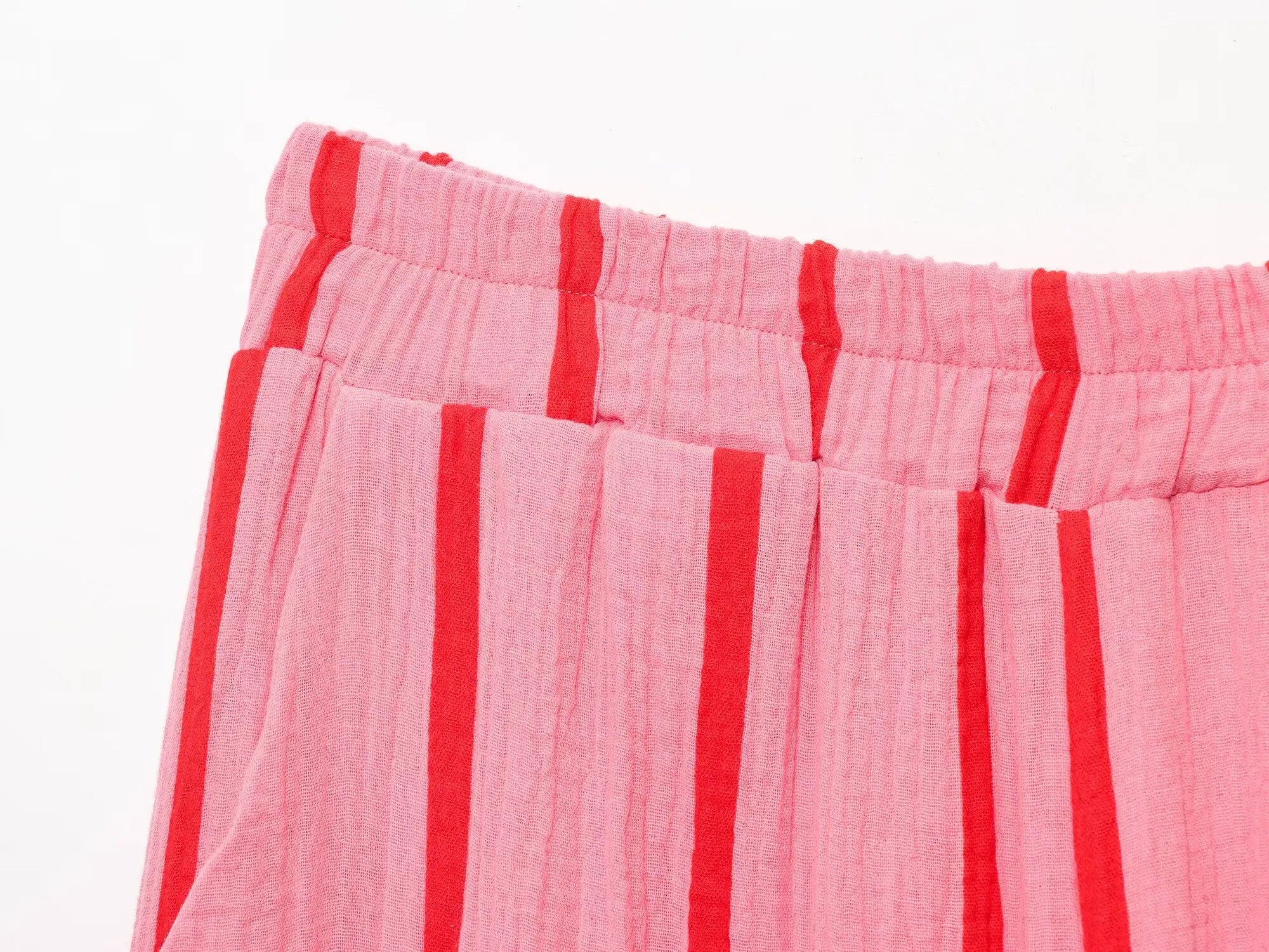 MQTIME  -  summer women's casual simple striped square collar long-sleeved shirt top + elastic waist wide-leg trousers