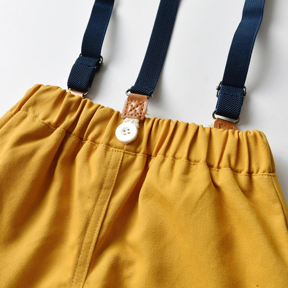 MQTIME  -  Boy Formal Suit Party Wear Spring 1 2 3 4 5 6 Years Kids Clothing Outfit Plaid Shirt Pants Suspender Boys Clothes Set