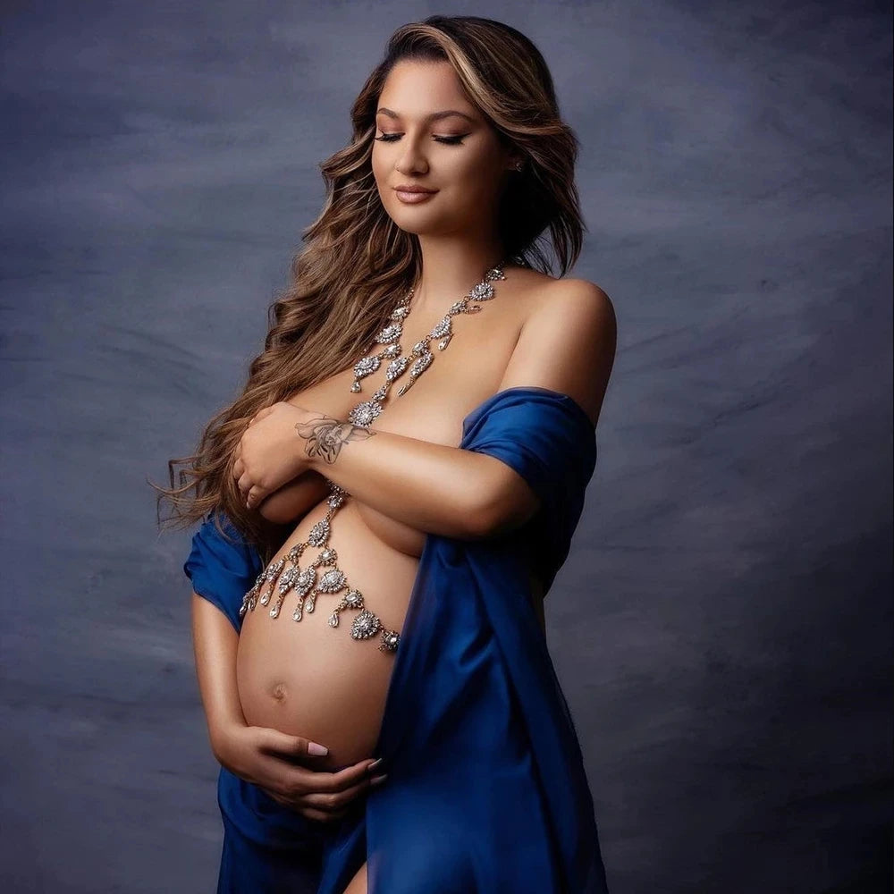 MQTIME  -  New Maternity Photography Sexy Chain Body Shoulder Necklace Rhinestone Props for Pregnant Women Photographer Accessories