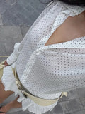 MQTIME  -  New Fashionable Polo Collar Patchwork Dot Mini Dress For Women Patchwork See-Through Elegant Party Dress Women's Autumn Dress