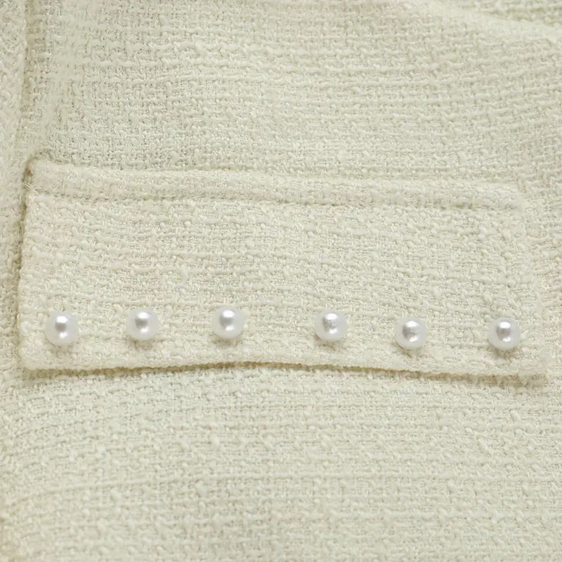 MQTIME  -  Y2k Pearl Dress Sets Women Autumn Long Sleeve Coat And Mini Dress Two Piece Sets Femme Sexy Strapless Dress Matching Sets