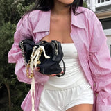 MQTIME  -  Spring 2025 New Style Checked Fitted Blouse for Ladies with Pleated Sleeves and Shirt Design streetwear dress for women