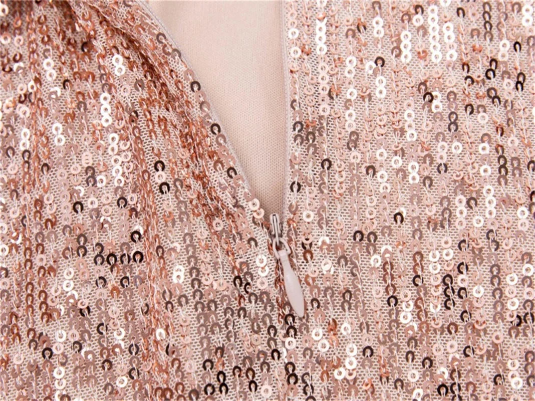 MQTIME  -  Spaghetti Strap Sequins Women's Bandage Dress Deep-V Neck Backless Bandage Gown Multiple Colors Sleeveless Party Skirt In Stock