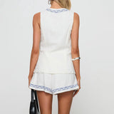 MQTIME  -  Women's Summer Y2K 2 Piece Outfits Set Moon Palm Tree Lac-up V-Neck Sleeveless Vest + Elastic Waist Shorts Loungewear