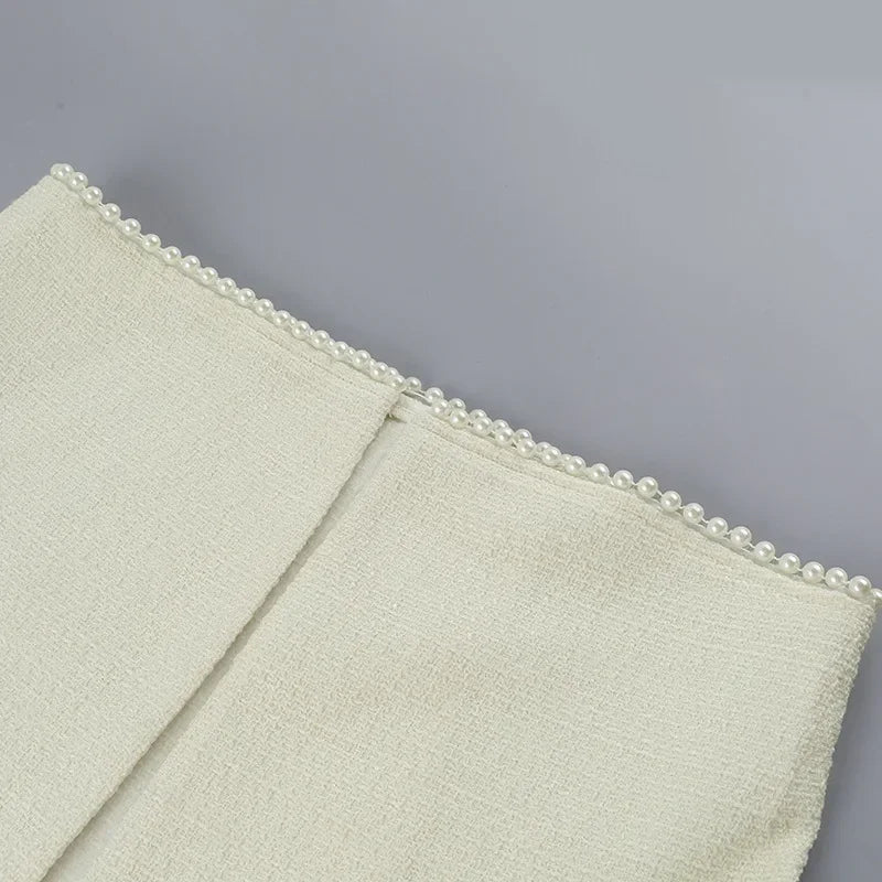 MQTIME  -  Y2k Pearl Dress Sets Women Autumn Long Sleeve Coat And Mini Dress Two Piece Sets Femme Sexy Strapless Dress Matching Sets