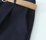 MQTIME  -  New summer women's clothing casual fashion simple loose versatile belt pleated commuter wide-leg shorts