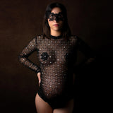 MQTIME  -  Sexy Elastic Maternity Photography Props Jumpsuit Perspective Mesh Lace  Bodysuit Photo Shoot Photography Clothing For Women