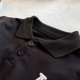 MQTIME  -  2Piece 2025 Summer Baby Boy Clothes Korean Fashion Casual Letter Short Sleeve Black Tops+Shorts Clothings Children's Sets BC2116