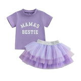 MQTIME  -  Adorable Baby Girl Dress Set with Floral Print Top and Ruffled Tulle Skirt - 2 Piece Summer Outfit for Toddlers