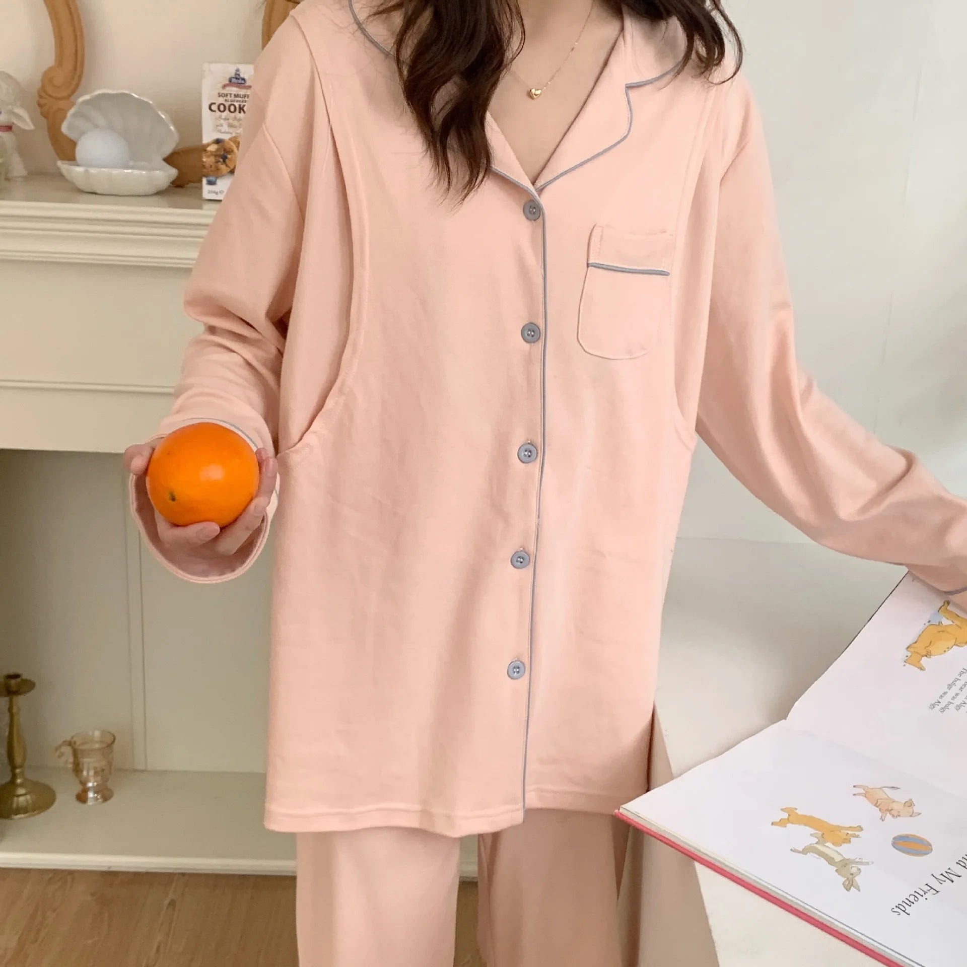 MQTIME  -  100% Cotton Breast Sleep Maternity Clothes For Pregnant Women Pregnancy Autumn Pajamas Nursing Clothing Nightwear