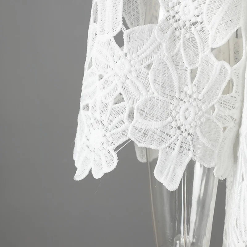 MQTIME  -  Water-Soluble Lace In Vogue Women's Skirt Suit Hollow Loose Top White Black Red Straight Long Party Skirt New Design In Stock