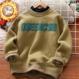 MQTIME  -  Winter Kids Thick Padded Sweatshirt Clothes Autumn Boys Girls Lamb's Wool Hoodies Big Children Plus Velvet Warm Pullover Tops