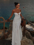 MQTIME  -  Summer European Style Tube Top High Waist A-Line Dress New Sexy Beach Vacation Solid Sleeveless Dresses Hollow Out Maxi Dress