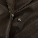 MQTIME  -  Retro Fashion PU Leather Skirt Set Women's Design Sense Cutout Long Sleeve Top Luxury Sense Two-piece Set