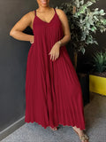 MQTIME  -  Summer High Waist V Neck Casual Sleeveless Dress Pleated Spaghetti Strap Dresses New Relaxed Sexy Maxi Beach Women Dress
