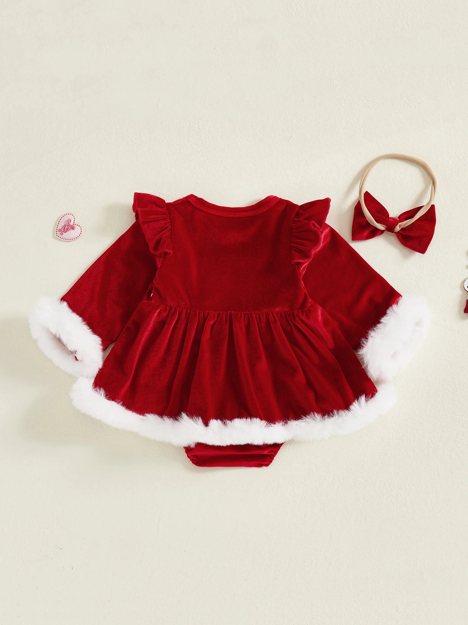 MQTIME  -  Infant Girls 3Pcs Winter Holiday Ensemble Cozy Fleece Jumpsuit with Hat Set Toddler Xmas Costume Outfit Clothes