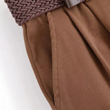 MQTIME  -  summer women's clothing casual versatile fashion with belt temperament loose mid-waist pleated casual shorts