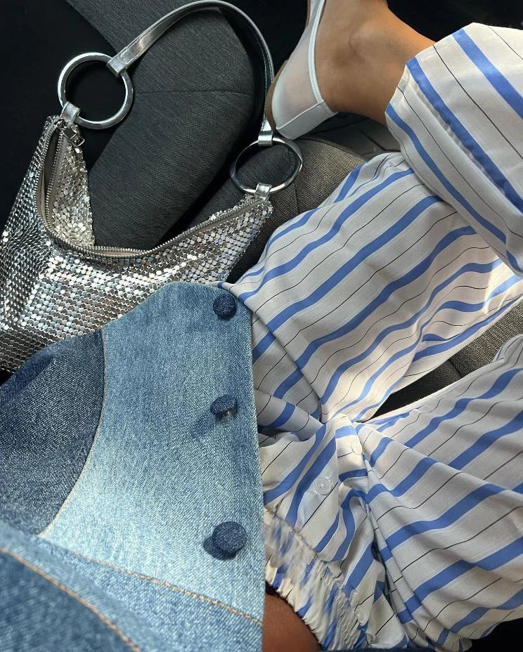 MQTIME  -  Womens Casual Cleanfit Striped Pants Elastic Low Waist Striped/Plaid Loose Aesthetic Trousers Streetwear with Pockets