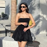 MQTIME  -  Sexy Puffy Dress for Women French Style Solid Color Patchwork Suspender Personalized Dresses Summer Lady Commuter Clothing