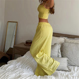 MQTIME  -  Solid Overshort Tank Top Pants Summer Spring Nightwear Pajamas Lounge Wear Women's Home Clothes Casual Sleepwear Home Wear D558