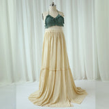 MQTIME  -  Maternity Photography Props Dress Linen Cotton Long Skirt&Knit Camisole Top Pairing Wilderness Style Photography Clothing