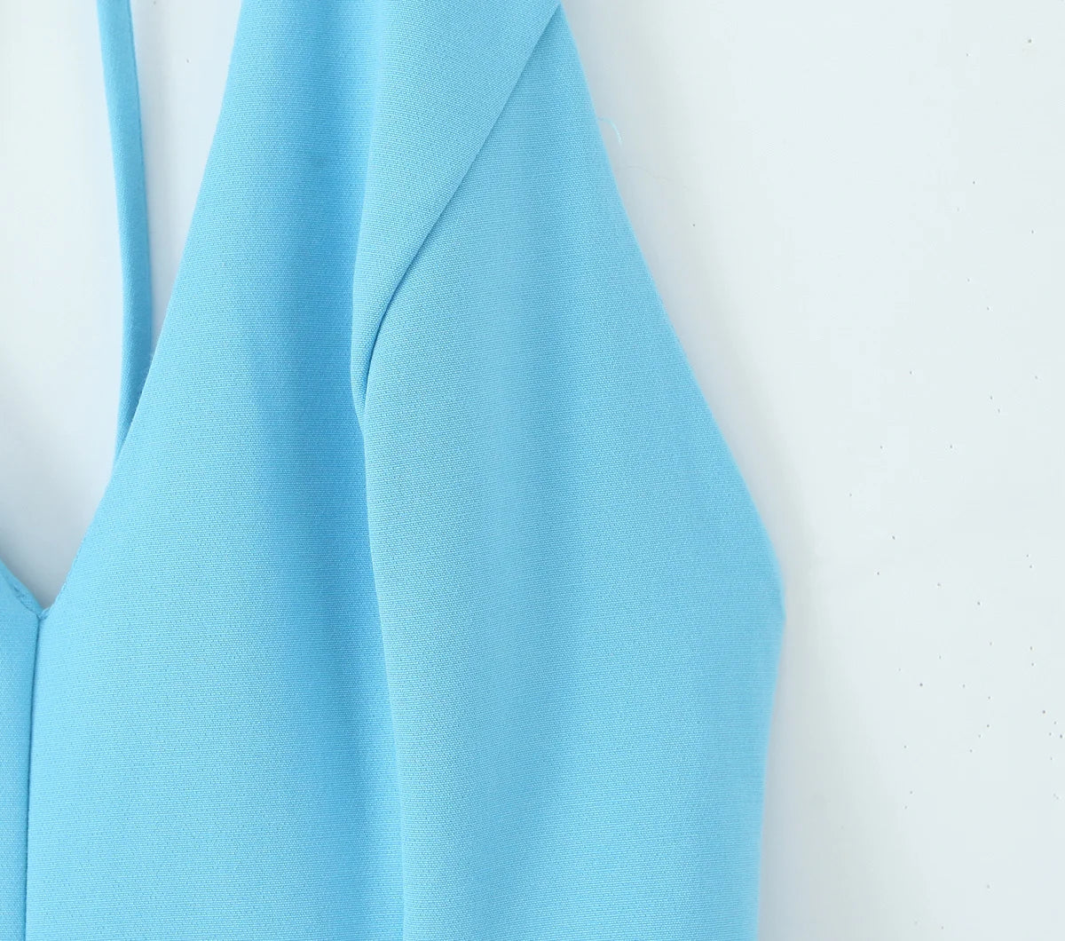 MQTIME  -  Summer New Arrivals Women's Wear Pure Color Temperament Sexy Backless Wave-Style Wide-Sleeve Halter Short Dress