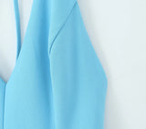 MQTIME  -  Summer New Arrivals Women's Wear Pure Color Temperament Sexy Backless Wave-Style Wide-Sleeve Halter Short Dress