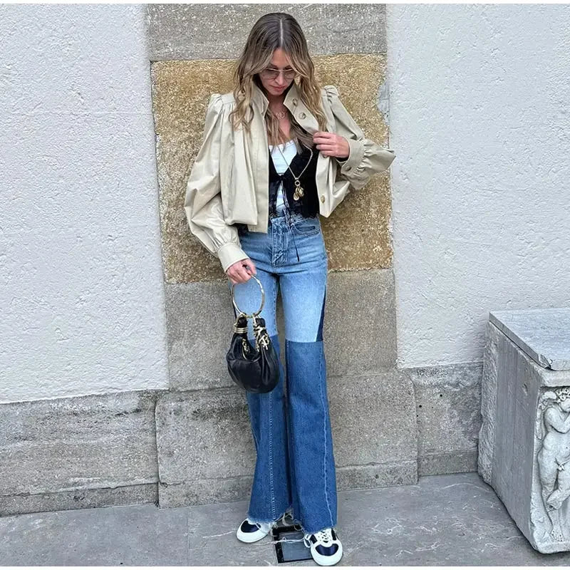 MQTIME  -   Fashion Stand Women's Trench Coat Long Sleeve Single-breasted Lady Bomber Jacket Spring Autumn New High Street Outerwears