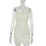 MQTIME  -  Y2k Pearl Dress Sets Women Autumn Long Sleeve Coat And Mini Dress Two Piece Sets Femme Sexy Strapless Dress Matching Sets