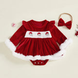 MQTIME  -  Infant Girls 3Pcs Winter Holiday Ensemble Cozy Fleece Jumpsuit with Hat Set Toddler Xmas Costume Outfit Clothes