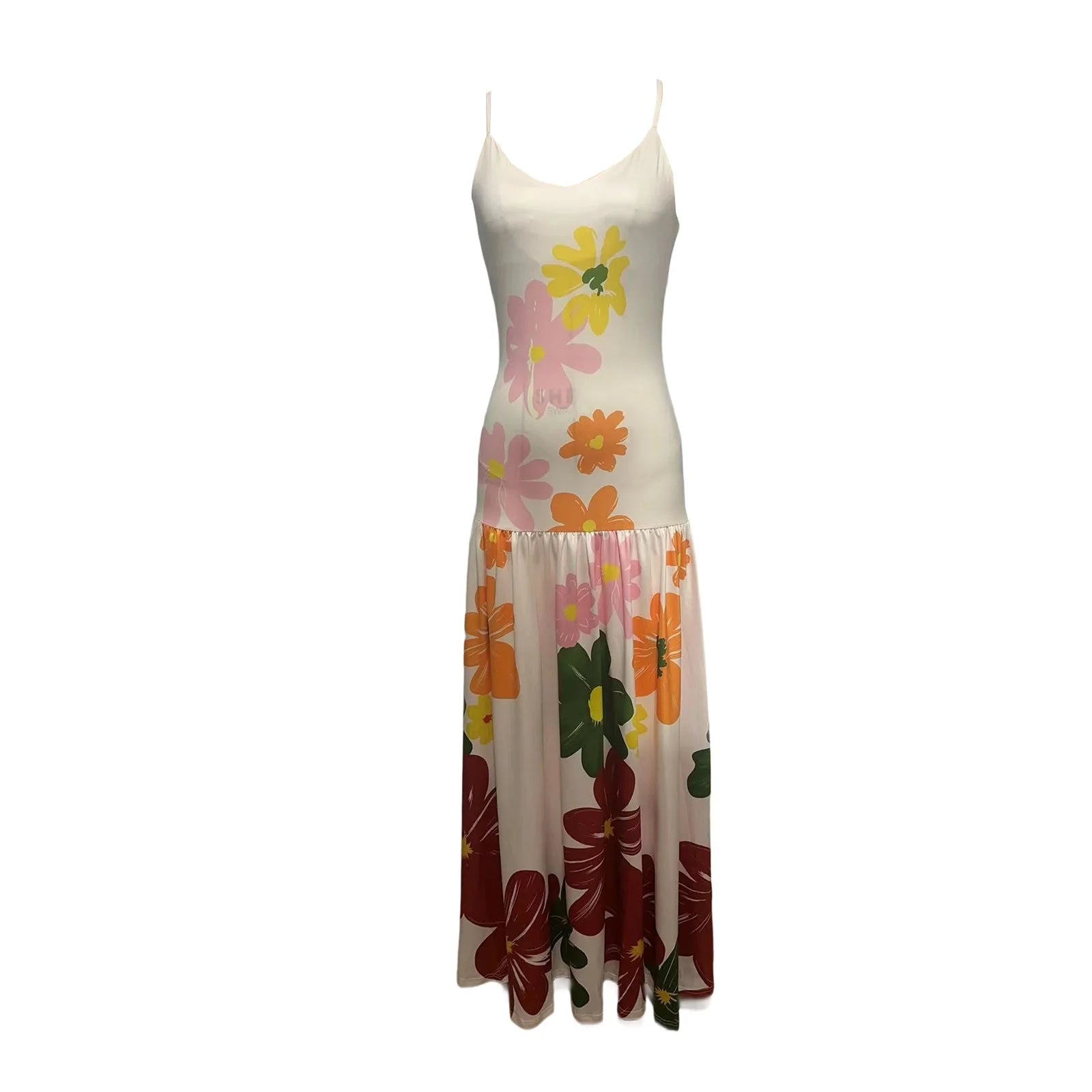 MQTIME  -  Women s Boho Floral Print Spaghetti Strap Maxi Dress Sleeveless Flowy Hem Summer Beach Cami Dress with Pockets