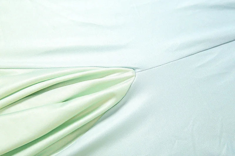 MQTIME  -  Gradient Color Flared Sleeve Women's Evening Dress Deep-V Neck Pleated Bandage Gown Blue Slim Party Skirt New Arrival In Stock