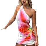 MQTIME  -  Summer New Fashion European style Women Dress Sexy Trendy Off Shoulder Sleeveless Print Backless Bodycon Midi Dress