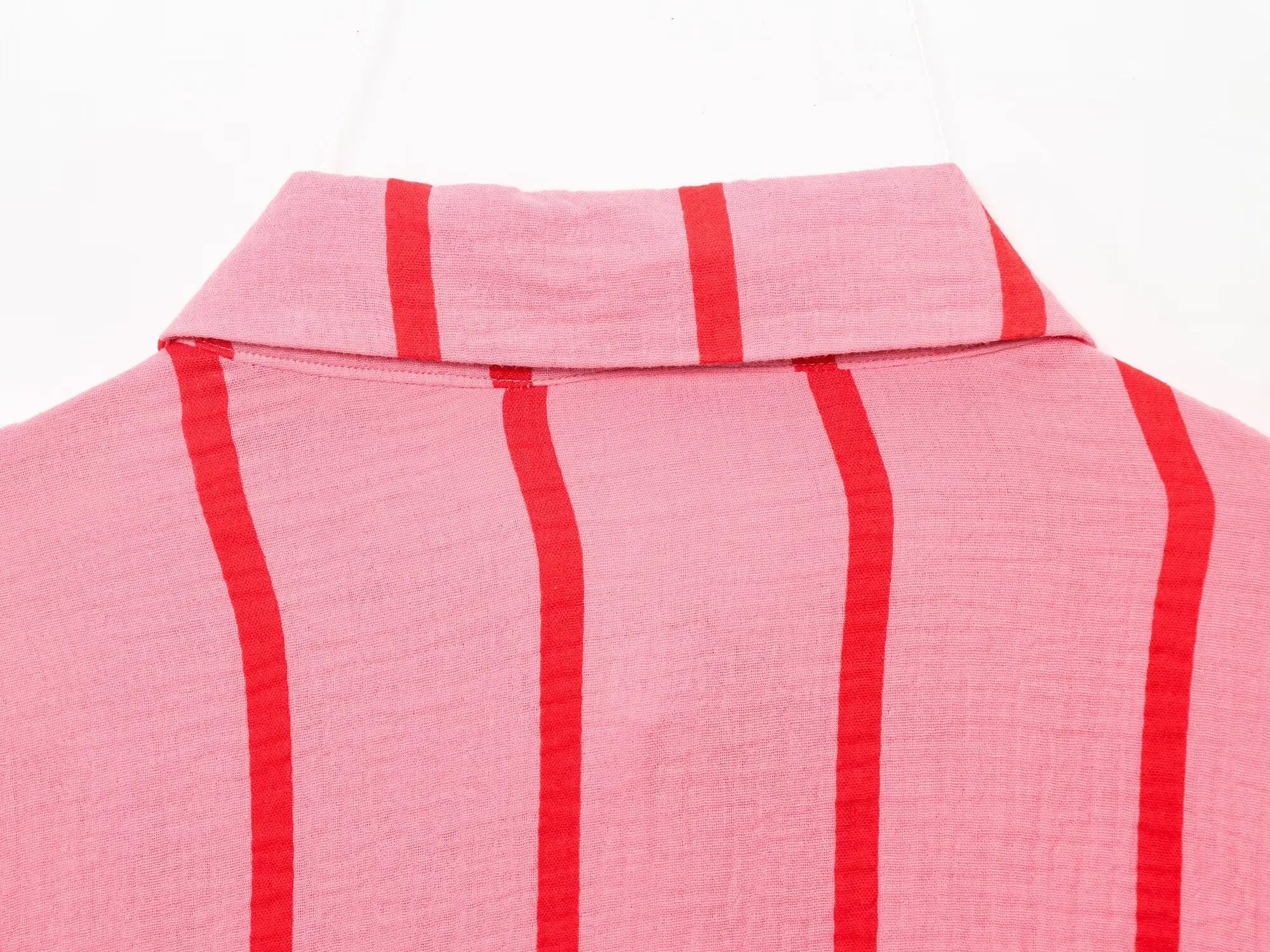 MQTIME  -  summer women's casual simple striped square collar long-sleeved shirt top + elastic waist wide-leg trousers