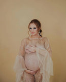 MQTIME  -   Maternity Photography Goddess Maternity Dress for Photo Shoot Sheer Bronze Sexy Pregnant Women Maternity Outfit Photography