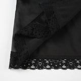 MQTIME  -  Sexy Black Lace Patchwork Maxi Skirts for Women Summer Party High Split Slim Fashion Empire Waist Dress with 3D Flower