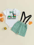 MQTIME  -  Toddler Girl Halloween Costume Pumpkin Print Long Sleeve Romper and Tutu Skirt 2 Piece Set with Headband and Tights