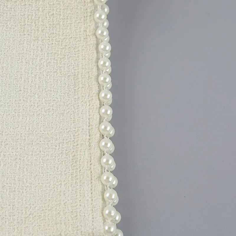 MQTIME  -  Y2k Pearl Dress Sets Women Autumn Long Sleeve Coat And Mini Dress Two Piece Sets Femme Sexy Strapless Dress Matching Sets