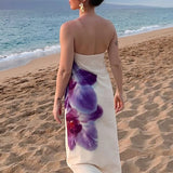 MQTIME  -  Summer New Floral Printed One-piece Robes Elegant Sleeveless Backless Slim Evening Dress Sexy Tube Top Floor-length Long Dress