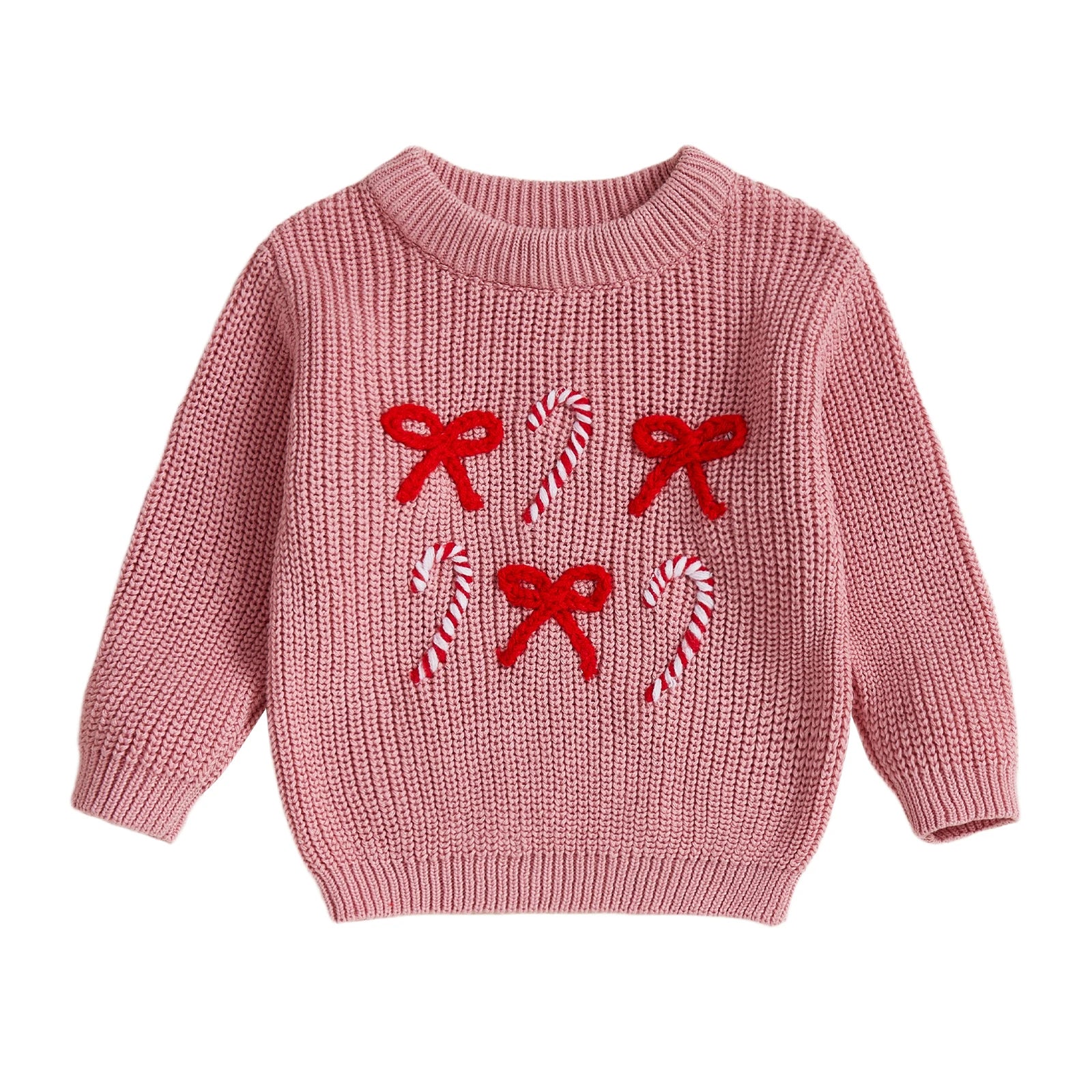 MQTIME  -  Adorable Toddler Girl Christmas Sweaters with Festive Reindeer and Snowflake Embroidery Long Sleeve Round Neck Toddler