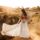 MQTIME  -  Maternity Photography Props Dress Linen Cotton Long Skirt&Knit Camisole Top Pairing Wilderness Style Photography Clothing