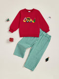 MQTIME  -  Toddler Holiday Ensemble Dinosaur Print Sweater Corduroy Pants Set with Adjustable Waistband and Ribbed Cuffs