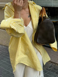 MQTIME  -  Autumn 2025 Casual Resort Striped Long Sleeve Vest Shirt Women's Clothing