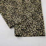 MQTIME  -  Women's Leopard Print High-Waisted Trousers - Button-Fly Wide Leg Pants with Belt Loops, Retro Fall Winter Street Style