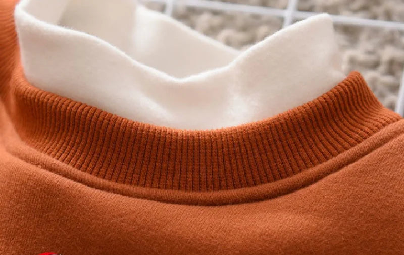 MQTIME  -  Winter Kids Thick Padded Sweatshirt Clothes Autumn Boys Girls Lamb's Wool Hoodies Big Children Plus Velvet Warm Pullover Tops